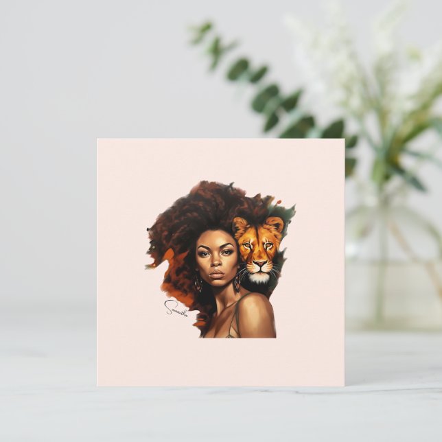 African-American Woman with Majestic Lion (Standing Front)