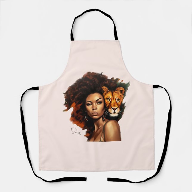 African-American Woman with Majestic Lion Apron (Front)