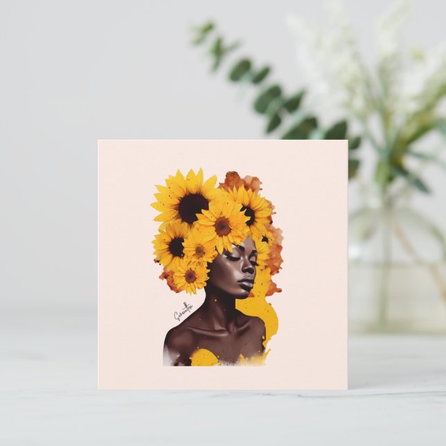 African-American Woman with Sunflower Afro Hair (Standing Front)