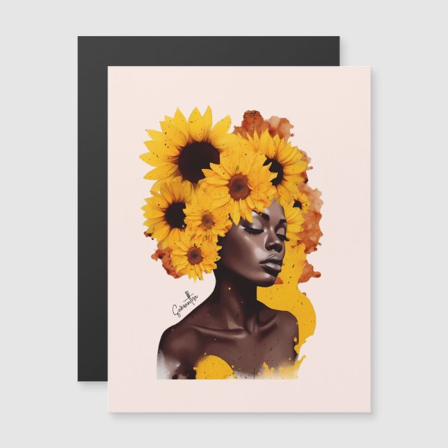 African-American Woman with Sunflower Afro Hair (Front/Back)