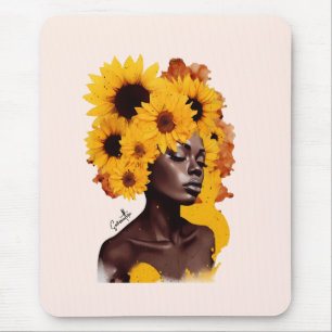 African-American Woman with Sunflower Afro Hair Mouse Mat
