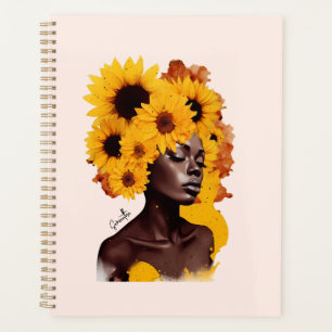 African-American Woman with Sunflower Afro Hair Planner