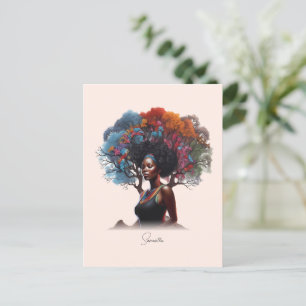 African-American Woman with Tree-Adorned Hair Postcard