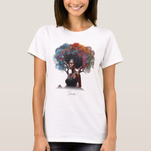 African-American Woman with Tree-Adorned Hair T-Shirt