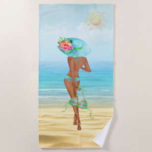 African American Woman's Beach Towel