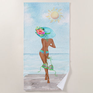African American Woman's Beach Towel 