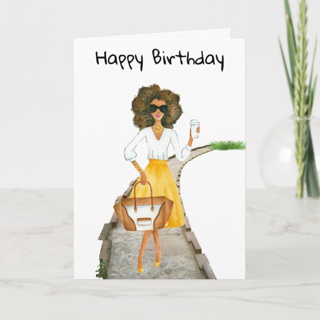 African American Woman's Birthday Card (Front)