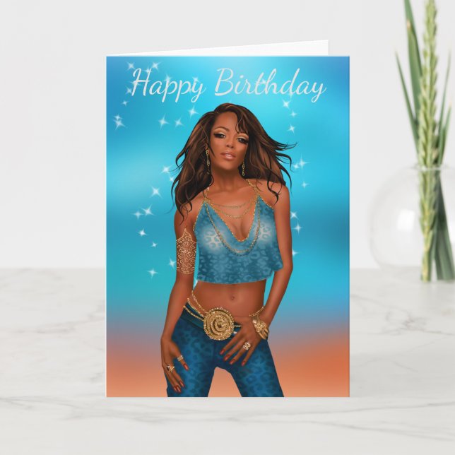 African American Woman's Birthday Card (Front)