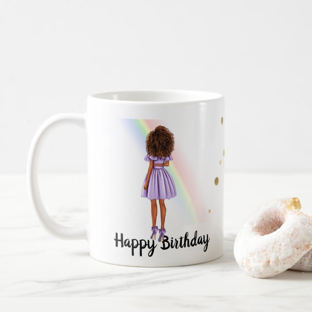 African American Woman's Birthday"Mug Coffee Mug (With Donut)