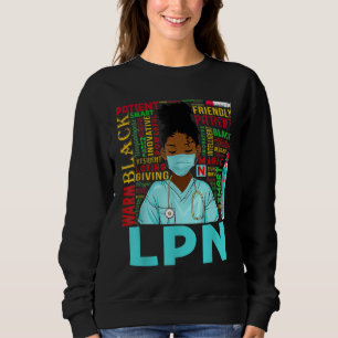 African American Women Black LPN Nurse Black Histo Sweatshirt