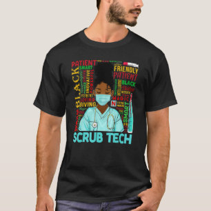 African American Women Black Scrub Tech Black Hist T-Shirt