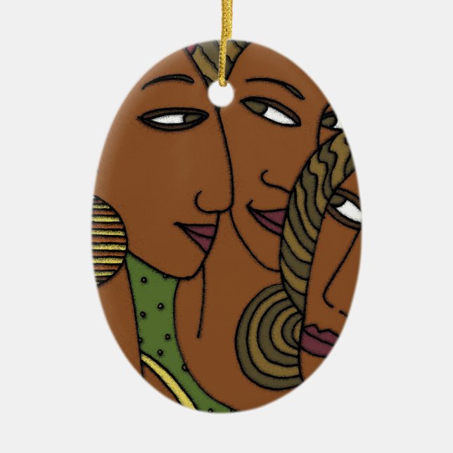 African American women sister friends Ceramic Tree Decoration (Front)