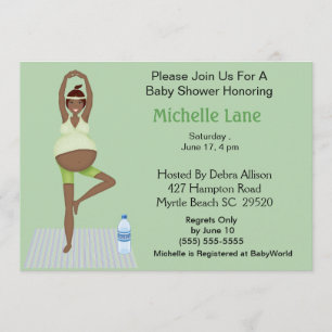 African American Yoga Mum Baby Shower Invitation