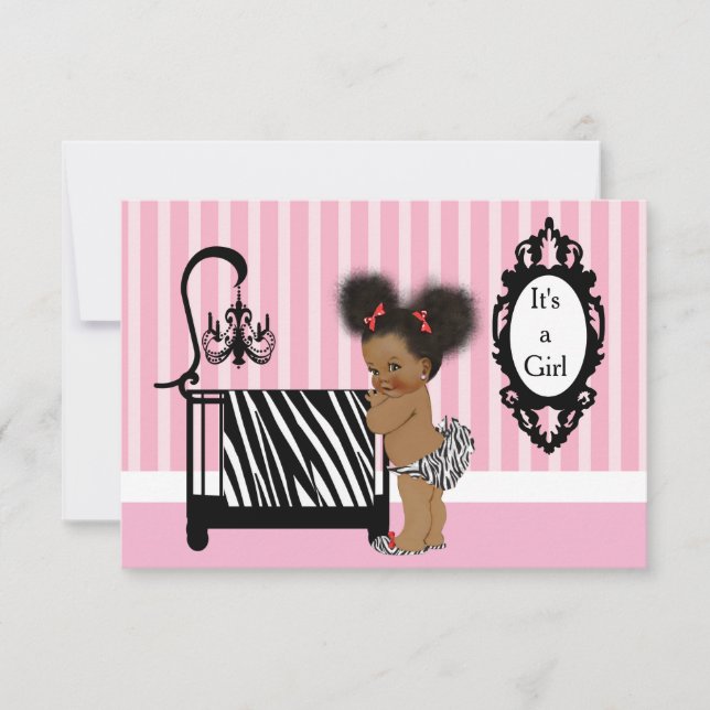 African American Zebra Print Baby Shower Invitation (Front)