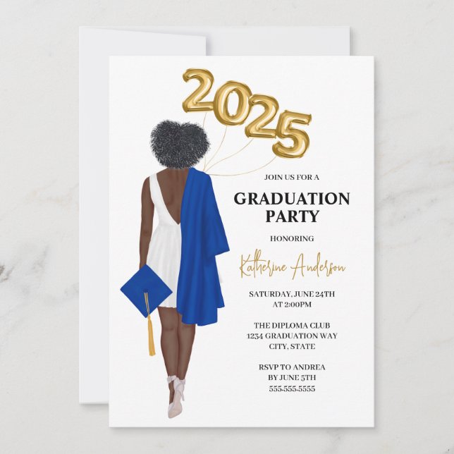 African AmericanFemale Graduation Party Invitation (Front)