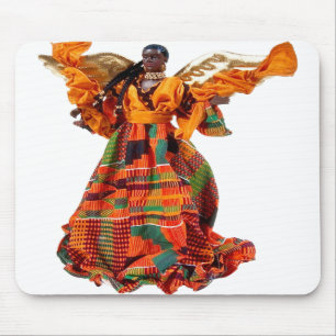 African Angel in Orange Mouse Mat