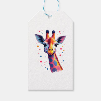 African animal art The colorful giraffe for funny  Gift Tags
