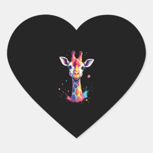 African animal art The colorful giraffe for funny Heart Sticker