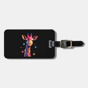 African animal art The colorful giraffe for funny Luggage Tag