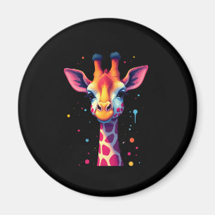 African animal art The colorful giraffe for funny  Magnet