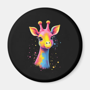 African animal art The colorful giraffe for funny  Magnet