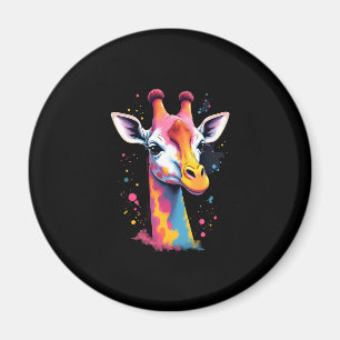 African animal art The colorful giraffe for funny  Magnet