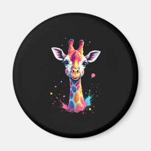 African animal art The colorful giraffe for funny  Magnet