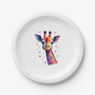 African animal art The colorful giraffe for funny Paper Plate
