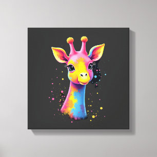 African animal art The colourful giraffe for funny Canvas Print