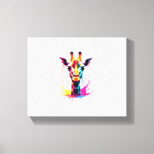 African animal art The colourful giraffe for funny Canvas Print