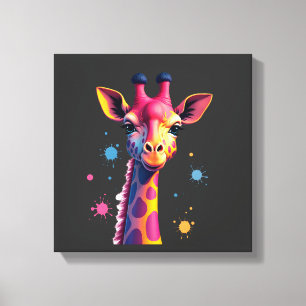African animal art The colourful giraffe for funny Canvas Print