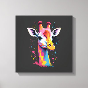 African animal art The colourful giraffe for funny Canvas Print