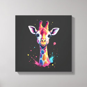 African animal art The colourful giraffe for funny Canvas Print