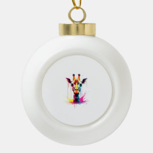 African animal art The colourful giraffe for funny Ceramic Ball Christmas Ornament