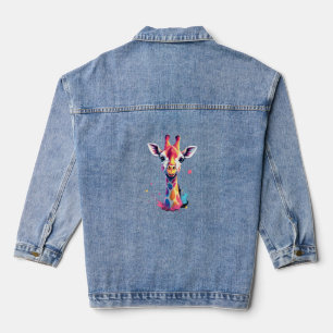African animal art The colourful giraffe for funny Denim Jacket