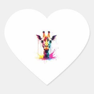 African animal art The colourful giraffe for funny Heart Sticker