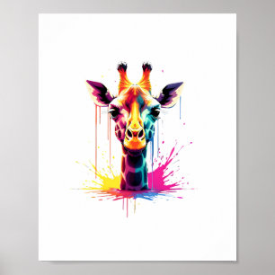 African animal art The colourful giraffe for funny Poster