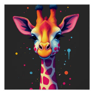 African animal art The colourful giraffe for funny Poster