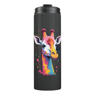 African animal art The colourful giraffe for funny Thermal Tumbler