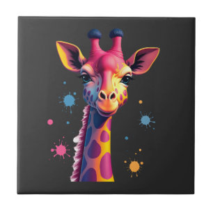 African animal art The colourful giraffe for funny Tile