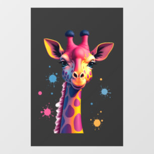 African animal art The colourful giraffe for funny Window Cling