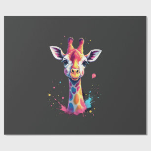 African animal art The colourful giraffe for funny Wrapping Paper