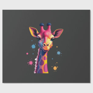 African animal art The colourful giraffe for funny Wrapping Paper