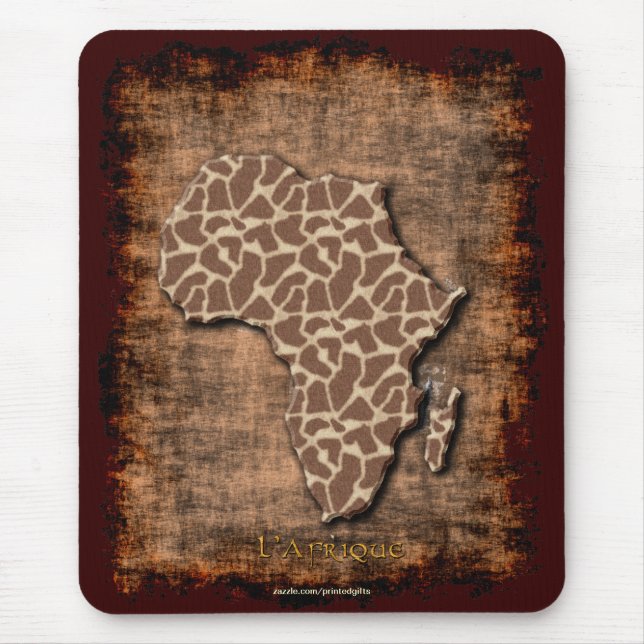 African Animal Grunge Map of AFRICA Wildlife Mouse Mat (Front)