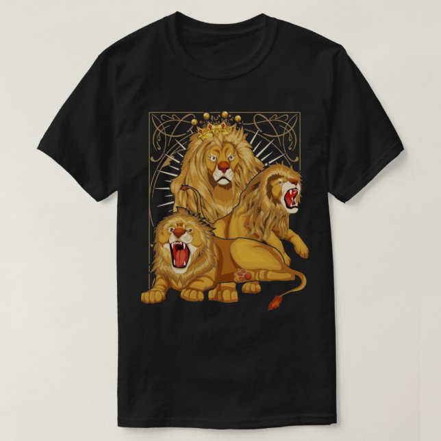 African Animal Lover Zoo Animal Crown Lion T-Shirt (Design Front)