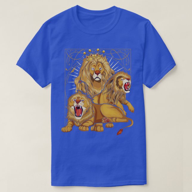 African Animal Lover Zoo Animal Crown Lion T-Shirt (Design Front)