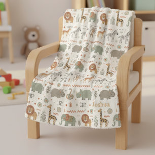 African Animal Parade Tribal Style ID1262 Fleece Blanket