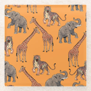 African Animal Pattern Glass Coaster