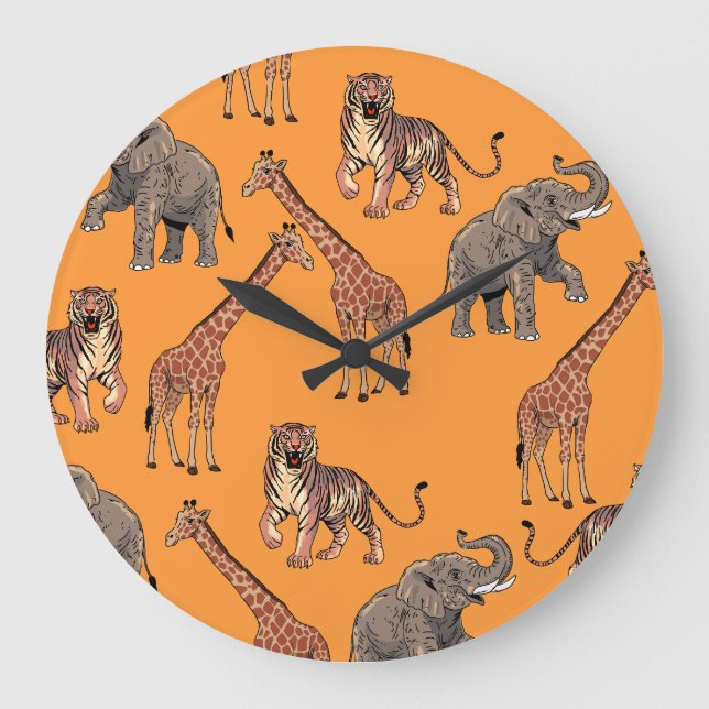 African Animal Pattern Large Clock (Front)