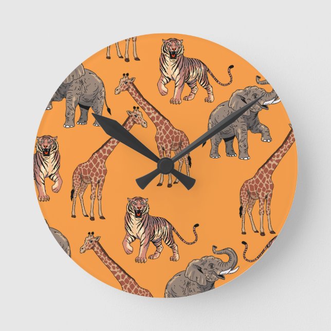 African Animal Pattern Round Clock (Front)